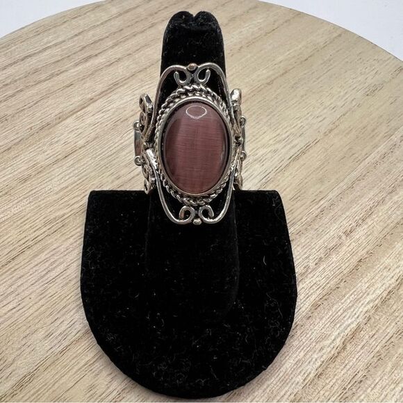 🍭6/$30 Silver tone polished gem Victorian style stretch ring - Picture 1 of 5